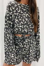 Load image into Gallery viewer, Animal Print Long Sleeves Pullover and Shorts Lounge Set
