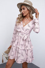 Load image into Gallery viewer, Floral Print Ruffle Hemline Wrap Mini Dress
