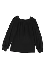 Load image into Gallery viewer, Scoop Neck Puff Sleeve Waffle Knit Top
