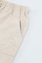 Load image into Gallery viewer, Khaki Solid Color Drawstring Frayed Hem Pocketed Shorts
