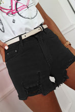 Load image into Gallery viewer, Solid Color Distressed Denim Shorts
