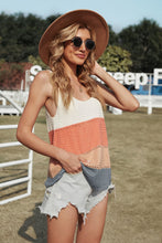 Load image into Gallery viewer, Adjustable Spaghetti Straps Colorblock Knit Tank Top

