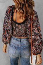 Load image into Gallery viewer, Frilled Paisley Floral Print Crop Top
