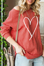 Load image into Gallery viewer, Heart Shaped Waffle Knit High Low Long Sleeve Top
