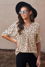 Load image into Gallery viewer, Animal Print V-neck Rolled Sleeve Tunic Top
