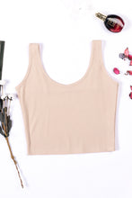 Load image into Gallery viewer, Seamless Ribbed V Neck Sleeveless Crop Top
