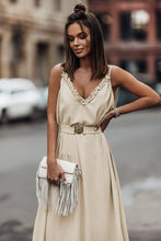 Load image into Gallery viewer, V Neck Sleeveless Maxi Dress with Elastic Belt
