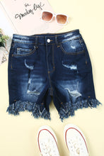Load image into Gallery viewer, High Waist Distressed Skinny Fit Denim Shorts
