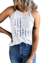 Load image into Gallery viewer, Floral Distressed American Flag Print Graphic Tank Top
