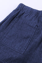 Load image into Gallery viewer, Dark Blue Casual Pocketed Frayed Denim Shorts
