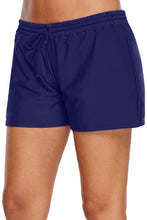 Load image into Gallery viewer, Navy Blue Elastic Drawstring Swim Shorts for Women
