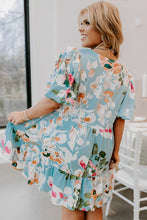 Load image into Gallery viewer, Floral Print Ruffled Puff Sleeve Plus Size Mini Dress
