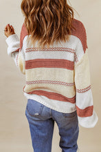 Load image into Gallery viewer, Turtleneck Color Block Balloon Sleeves Knit Sweater
