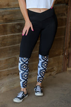 Load image into Gallery viewer, Crossover High Waist Aztec Print Patchwork Yoga Leggings
