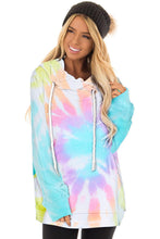 Load image into Gallery viewer, Spiral Tie-dye Print Drawstring Hoodie
