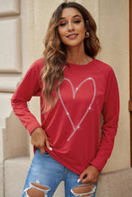 Load image into Gallery viewer, Rhinestone Heart Shaped Long Sleeve Sweatshirt
