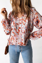 Load image into Gallery viewer, Multicolor Pattern Print Ruffled Pleated Long Sleeve Blouse
