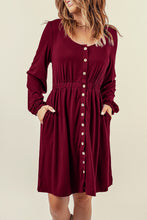 Load image into Gallery viewer, Button Up High Waist Long Sleeve Dress
