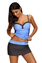 Load image into Gallery viewer, Grey Ruched Tankini and Skirted Swimsuit
