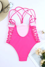 Load image into Gallery viewer, Criss Cross Backless Deep V Neck One Piece Swimsuit
