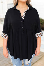Load image into Gallery viewer, Plus Size Leopard Trim Frayed Babydoll Top
