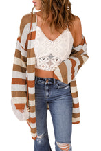 Load image into Gallery viewer, Striped Color Block Hollowed Knit Cardigan
