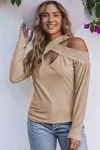 Load image into Gallery viewer, Cut Out Criss Cross Cold Shoulder Ribbed Top
