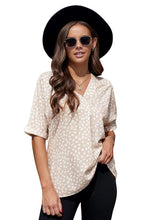 Load image into Gallery viewer, Animal Print V-neck Rolled Sleeve Tunic Top
