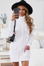 Load image into Gallery viewer, Cowl Neck Cable Knit Sweater Dress
