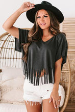 Load image into Gallery viewer, Fringe Hem V Neck T Shirt
