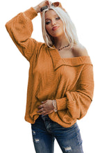 Load image into Gallery viewer, Textured V Neck Long Sleeve Knit Top
