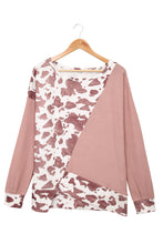 Load image into Gallery viewer, Cow Contrast Asymmetrical Long Sleeve Top
