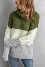 Load image into Gallery viewer, Turtleneck Color Block Pullover Sweater
