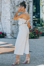 Load image into Gallery viewer, Beige Ruffled Strapless Wide Leg Jumpsuit
