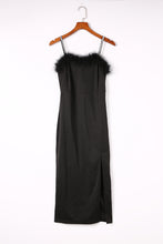 Load image into Gallery viewer, Rhinestone Straps Feather Trim Bodycon Midi Dress with Slit

