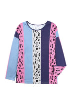 Load image into Gallery viewer, Color Block Leopard Long Sleeve Blouse
