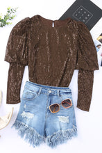 Load image into Gallery viewer, Puff Sleeve Sequin Top
