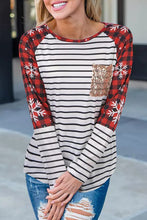 Load image into Gallery viewer, Stripe Christmas Plaid Striped Patchwork Long Sleeve Top
