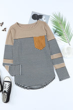 Load image into Gallery viewer, Khaki Pinstripe Patch Pocket Top
