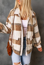 Load image into Gallery viewer, Plaid Pocketed Teddy Jacket
