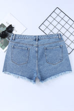 Load image into Gallery viewer, High Rise Crossover Waist Denim Shorts
