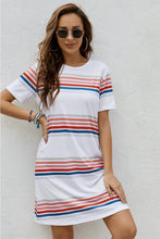 Load image into Gallery viewer, Striped Print Round Neck T-shirt Mini Dress
