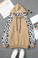 Load image into Gallery viewer, Khaki Leopard Bishop Sleeve Hooded Sweatshirt
