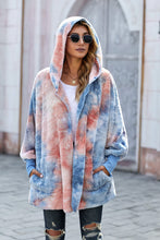 Load image into Gallery viewer, Tie Dye Soft Fleece Hooded Open Front Coat
