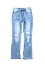 Load image into Gallery viewer, Side Splits Ripped Straight Leg High Waist Jeans

