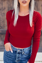 Load image into Gallery viewer, Ribbed Long Sleeve Slim-fit Crop Top
