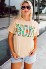 Load image into Gallery viewer, Khaki MOM Floral Letter Print T Shirt
