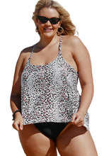 Load image into Gallery viewer, Scoop Neck Racerback Leopard Plus Size Tankini
