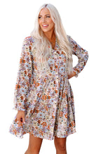 Load image into Gallery viewer, Multicolor Split Neck Buttons Front Shirt Floral Dress
