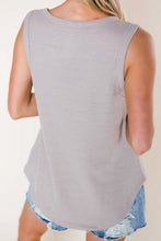 Load image into Gallery viewer, Notched Neck Eyelet Thermal Knit Tank
